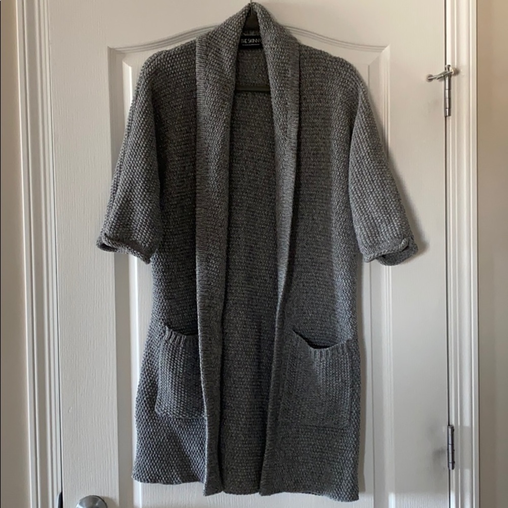 Grey knit open cardigan